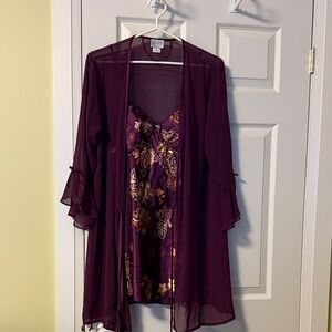 Purple Floral Dress with Sheer Overlay
